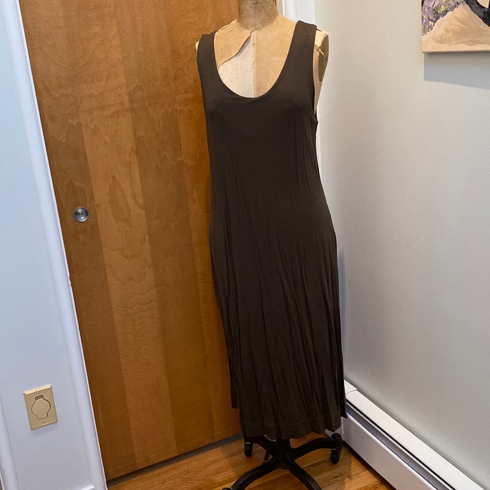Army green knit tank dress
